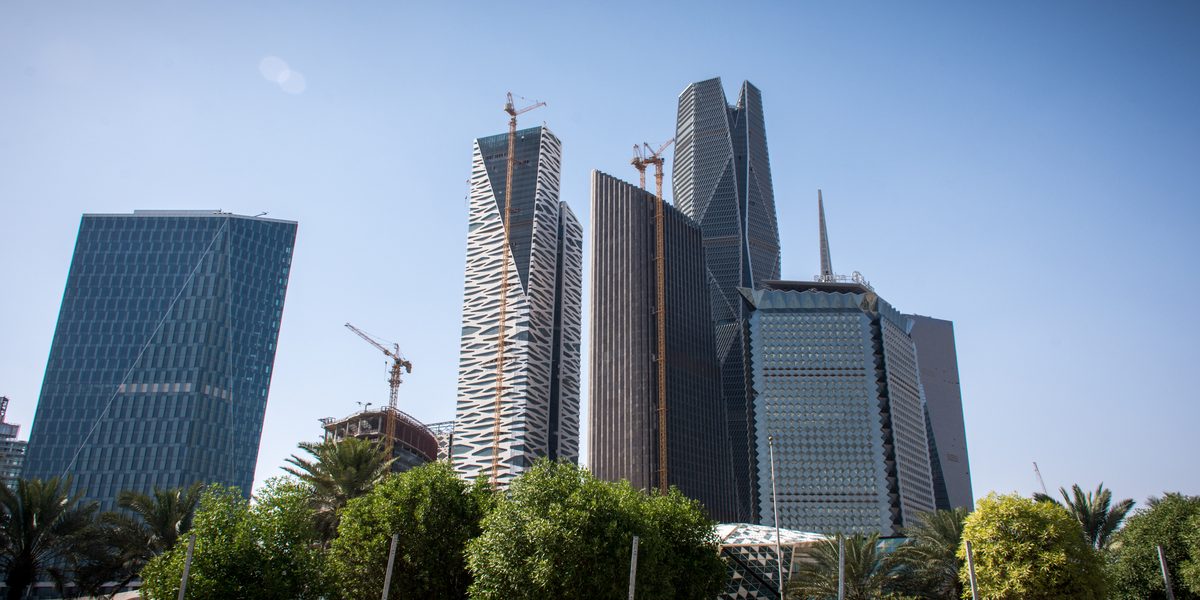 Riyadh, Saudi Arabia, KSA - December 02, 2017 new buildings being constructed in the new King Abdullah Financial District in Riyadh, Editorial